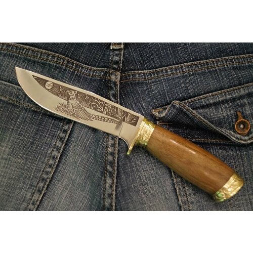 Нож разделочный туристический фазан, сталь AUS-8, рукоять Дерево-Латунь