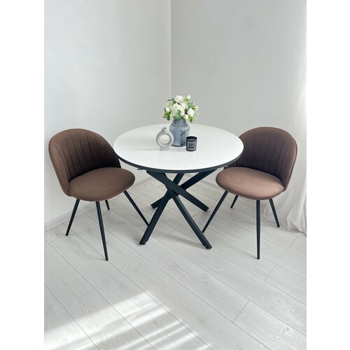 Стол обеденный круглый раздвижной LOFT кухонный Лофт, 90х90х75 см