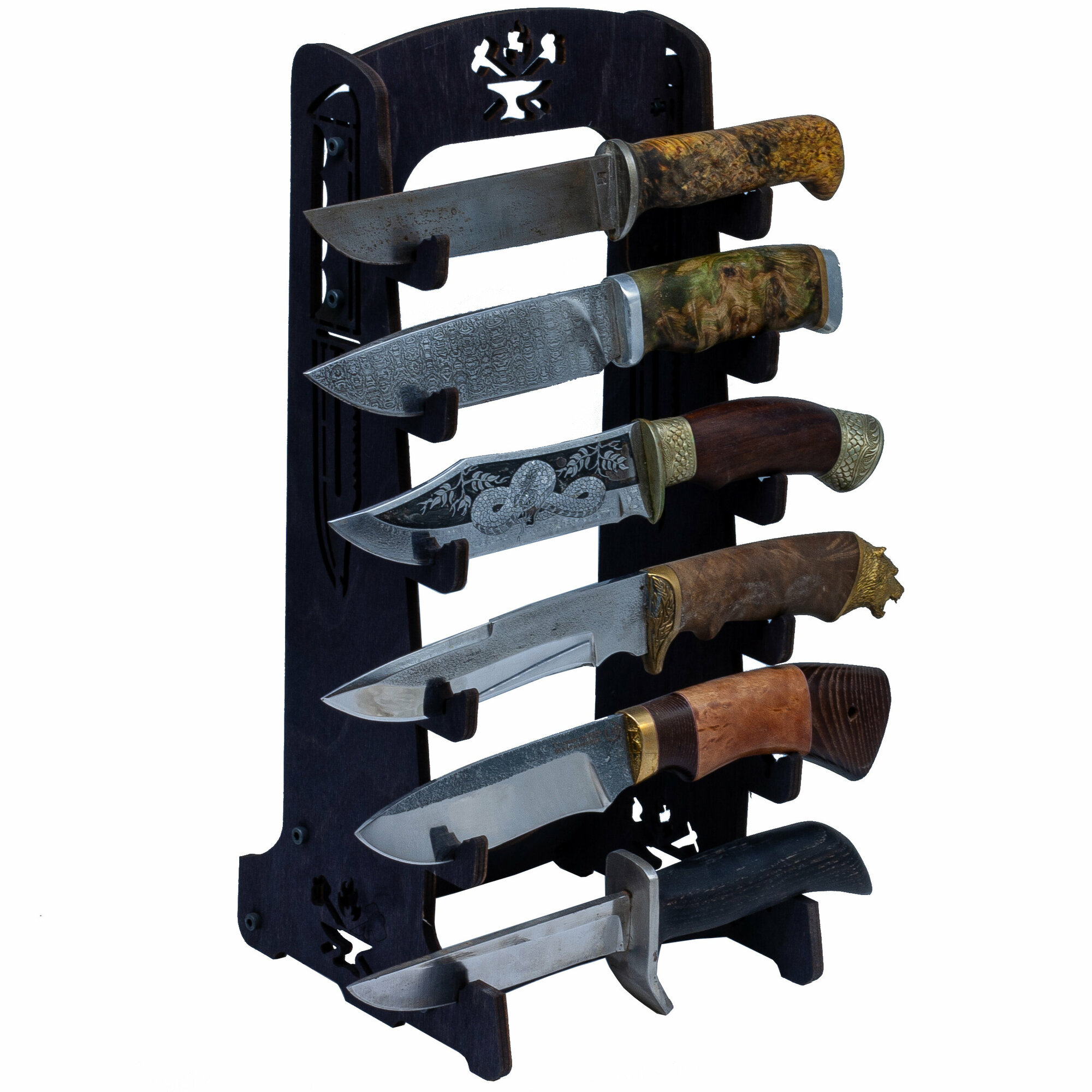 Стойка для коллекционных ножей. 6 слотов. Черная.