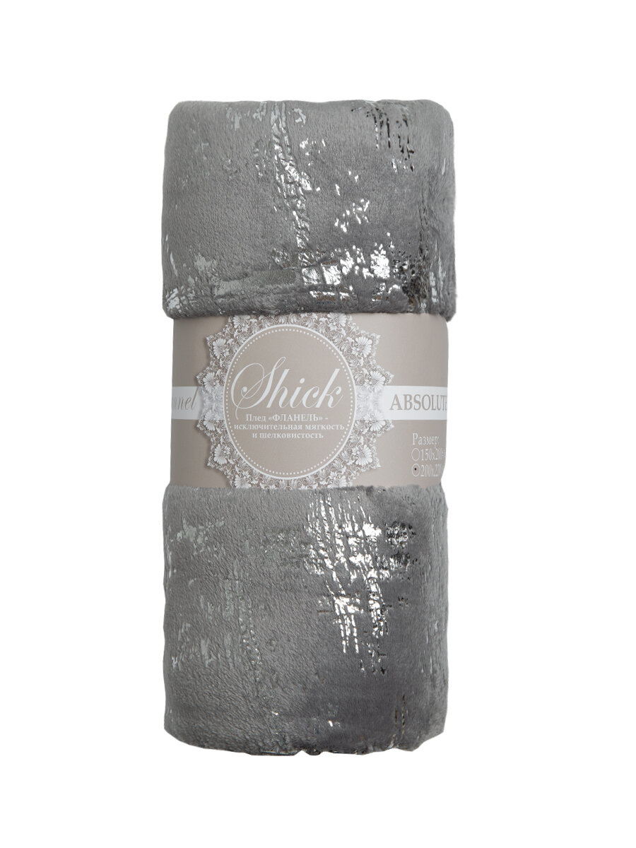 Плед TexRepublic Shick 200х220 см Евро, покрывало велсофт, серый, мягкий, плюшевый с рисунком мазки - фотография № 11