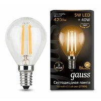 Лампа светодиодная gauss 105801105, E14, G45, 5 Вт, 2700 К