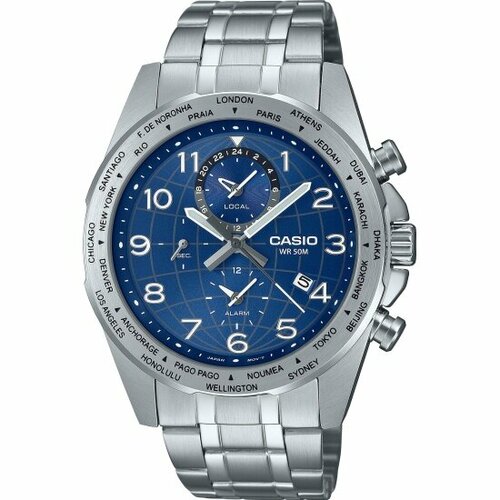 Наручные часы CASIO Collection MTP-W500D-2A, синий, серебряный