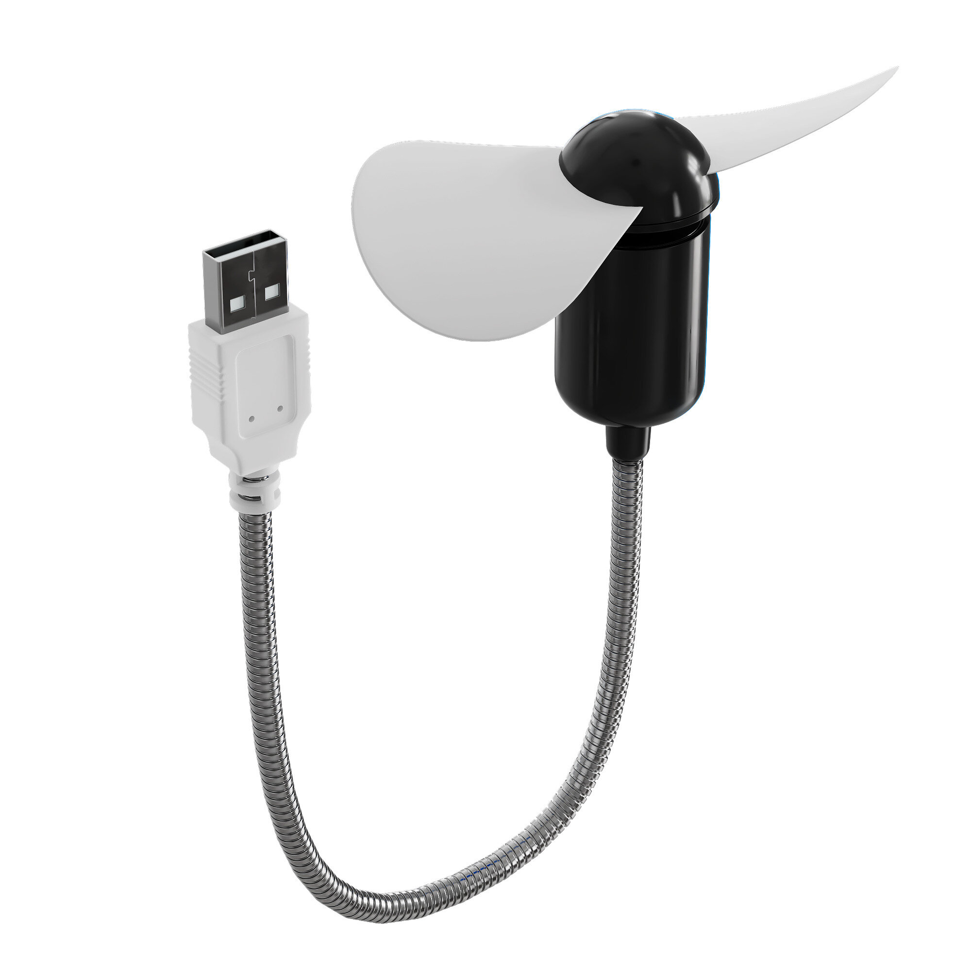 Компактный настольный мини USB вентилятор GSMIN Fan гибкий портативный, работает от PowerBank, Ноутбука, Компьютера (Черный)