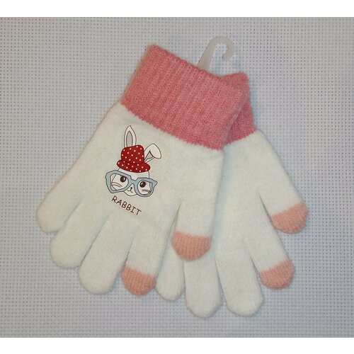 Перчатки Kim Lin демисезонные, шерсть, размер 7-8 лет, белый