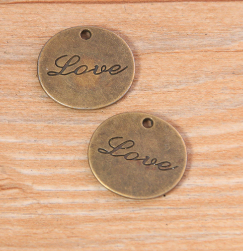 Металлическая подвеска "LOVE" цвет бронза, размер 21*19 мм, 4 шт