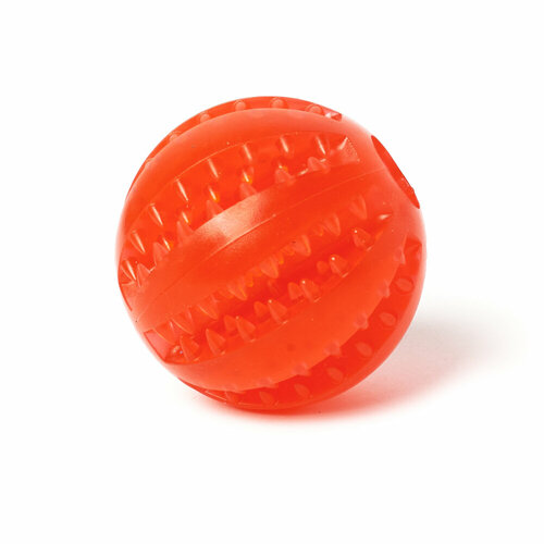 Игрушка мяч для собак резиновый неубиваемый, Чистые клыки, Играй Гуляй, диаметр - 7 см, красный