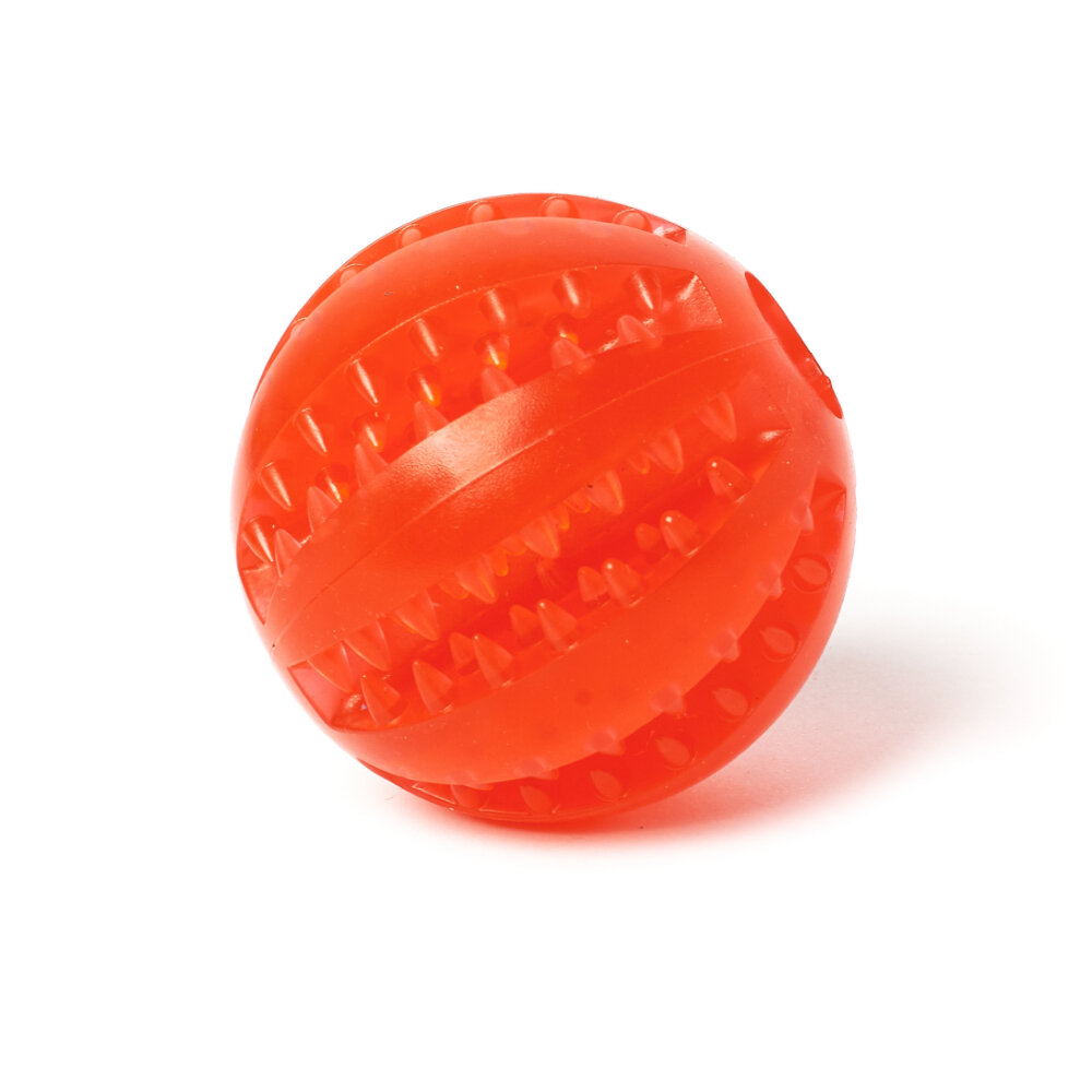 Игрушка мяч для собак резиновый неубиваемый, Чистые клыки, Играй Гуляй, диаметр - 7 см, красный