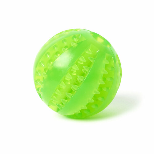 Игрушка мяч для собак резиновый неубиваемый, Чистые клыки, Играй Гуляй, диаметр - 7 см, салатовый
