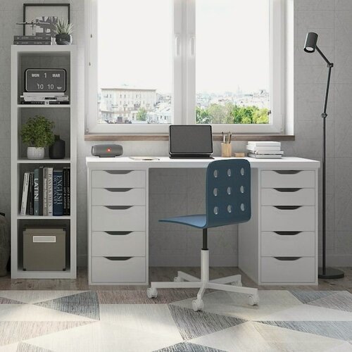 Изображение товара Стол письменный Ингар, 10 ящиков, 140х75х55 см, белый, ГУД лакк