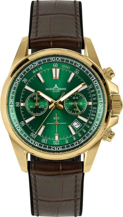 Наручные часы JACQUES LEMANS Sport, зеленый, золотой