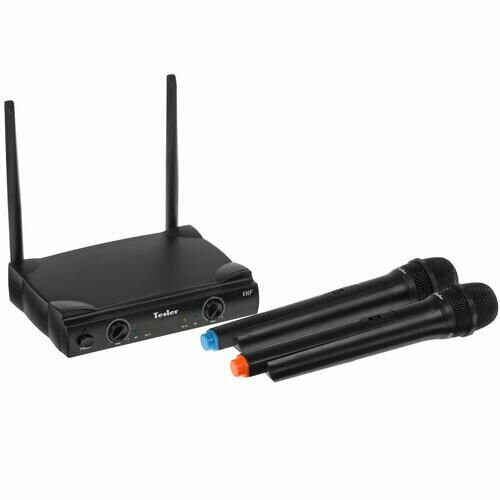Микрофонный комплект Tesler WMS-320, беспроводной, ручной, -99 дБ, от 2 Гц до 17500 Гц черный
