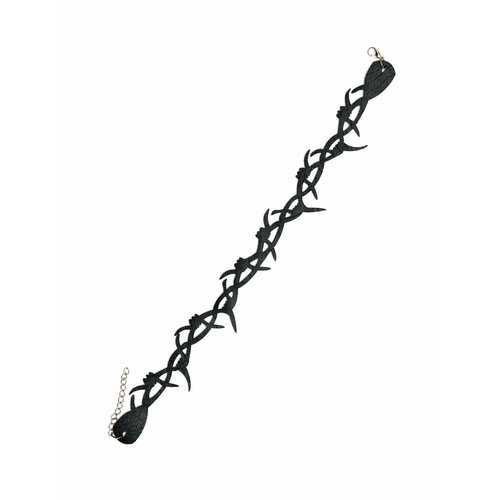 Чокер КОЖАНЫЙ ЦВЕТОК, длина 32 см, черный