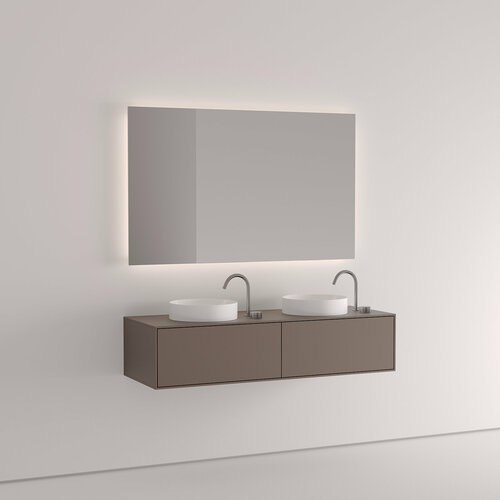 Дизайнерская тумба под 2 раковины 130 см. Vivomobili GRIGIO LONDRA