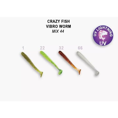 Силиконовая приманка мягкая съедобная Crazy Fish Vibro Worm 2 50 мм 8 шт. cf crazy fish vibro worm 2 3 50 27 6 5см 8шт