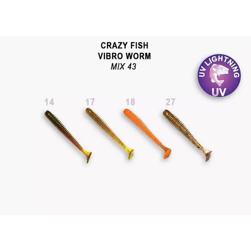 Силиконовая приманка мягкая съедобная Crazy Fish Vibro Worm 2 50 мм 8 шт. cf crazy fish vibro worm 2 3 50 27 6 5см 8шт