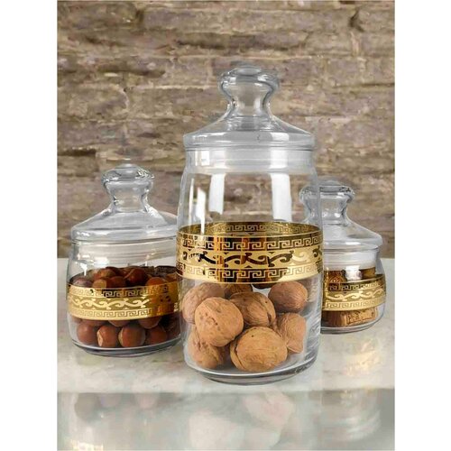 Набор банок для сыпучих продуктов с алмазной гравировкой PROMSIZ версаль 500 мл 600 мл 1100 мл 3 шт 1199₽