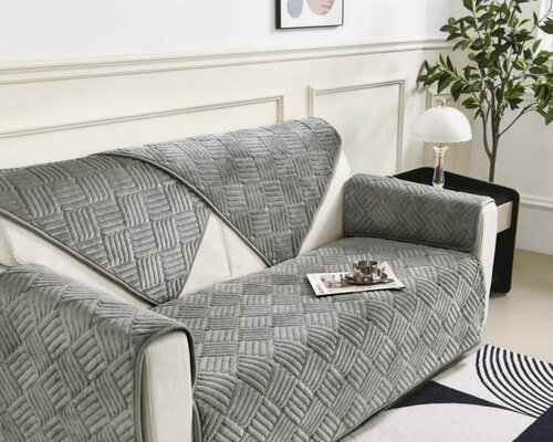 Изображение товара Дивандек, накидка для дивана, чехол для дивана 210*90 см 1 шт. Светло-серый