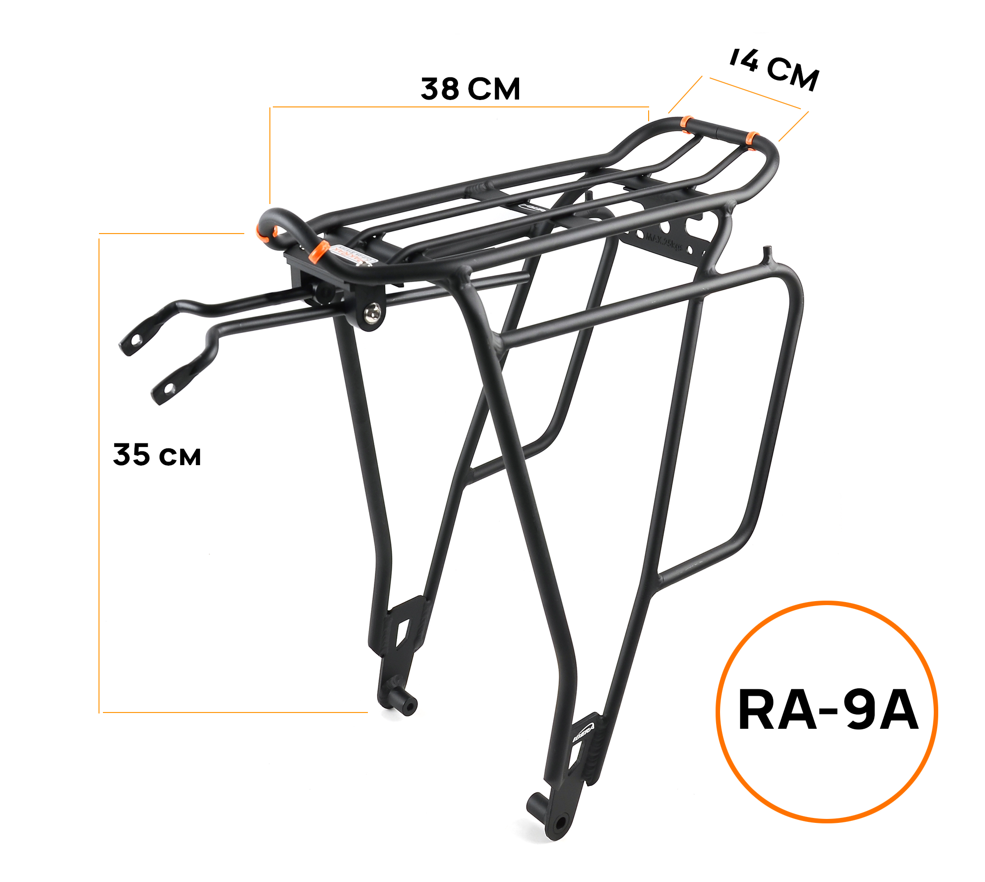 Багажник на велосипед Ibera IB-RA 9A совместим с колесом 26/27.5/28" усиленное сварное крепление, алюминиевый черный