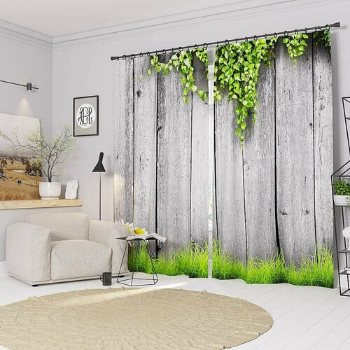 Фотошторы Зелёная трава Ш150xВ260 см. 2шт. Габардин на тесьме