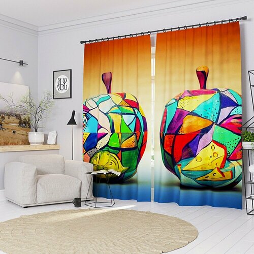 Фотошторы Декоративное яблочко Ш150xВ260 см. 2шт. Габардин на тесьме