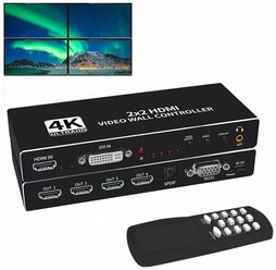 Контроллер видеостены 2x2, 1 вход/4 выхода, HDMI 1.4, RS232, IR | ORIENT HSP2X2WN