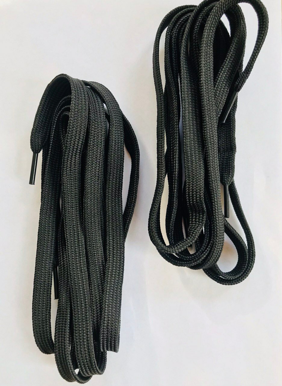 Шнурки плоские 2 комплекта 10 мм длина 130 см цв. черный уп. 4 шт.
