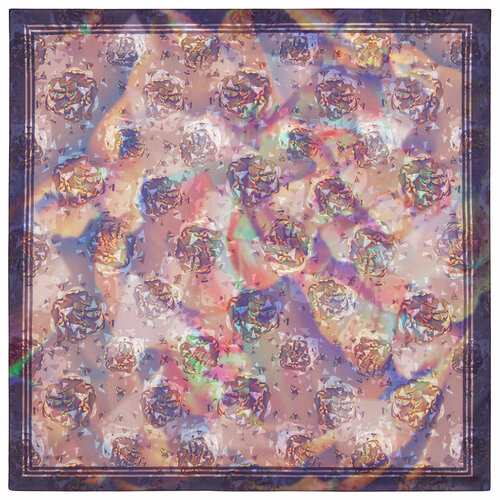 фото Платок павловопосадская платочная мануфактура, 80х80 см, мультиколор, фиолетовый