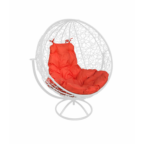 Подвесное кресло M-group круг с ротангом белое оранжевая подушка подвесное кресло m group для двоих белое оранжевая подушка