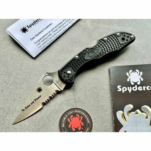 фото Нож складной spyderco delica 4, blue line