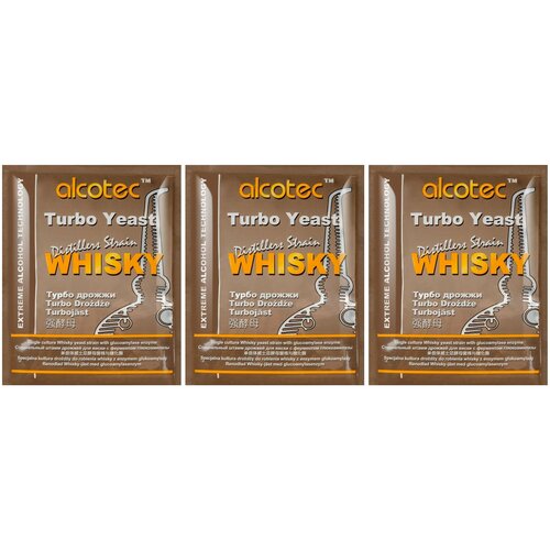 Спиртовые дрожжи Alcotec Whisky Turbo с глюкоамилазой, 3х73 гр (Спиртовые дрожжи Алкотек Виски Турбо с глюкоамилазой, 3 штуки в комплекте)