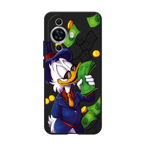 Матовый силиконовый чехол на Huawei Nova 11/12S / Хуавей Нова 11/12S Scrooge McDuck with Money, черный силиконовый чехол на huawei nova 11 12s хуавей нова 11 12s scrooge mcduck and monopoly прозрачный