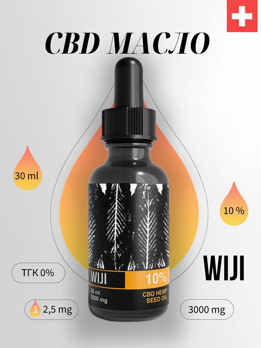 WIJI CBD масло Hemp Seed Oil 10% 30 ml, КБД