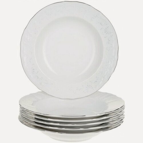Изображение товара Набор тарелок глубоких Bernadotte "Деколь, отводка платина" 23 см, 6 шт
