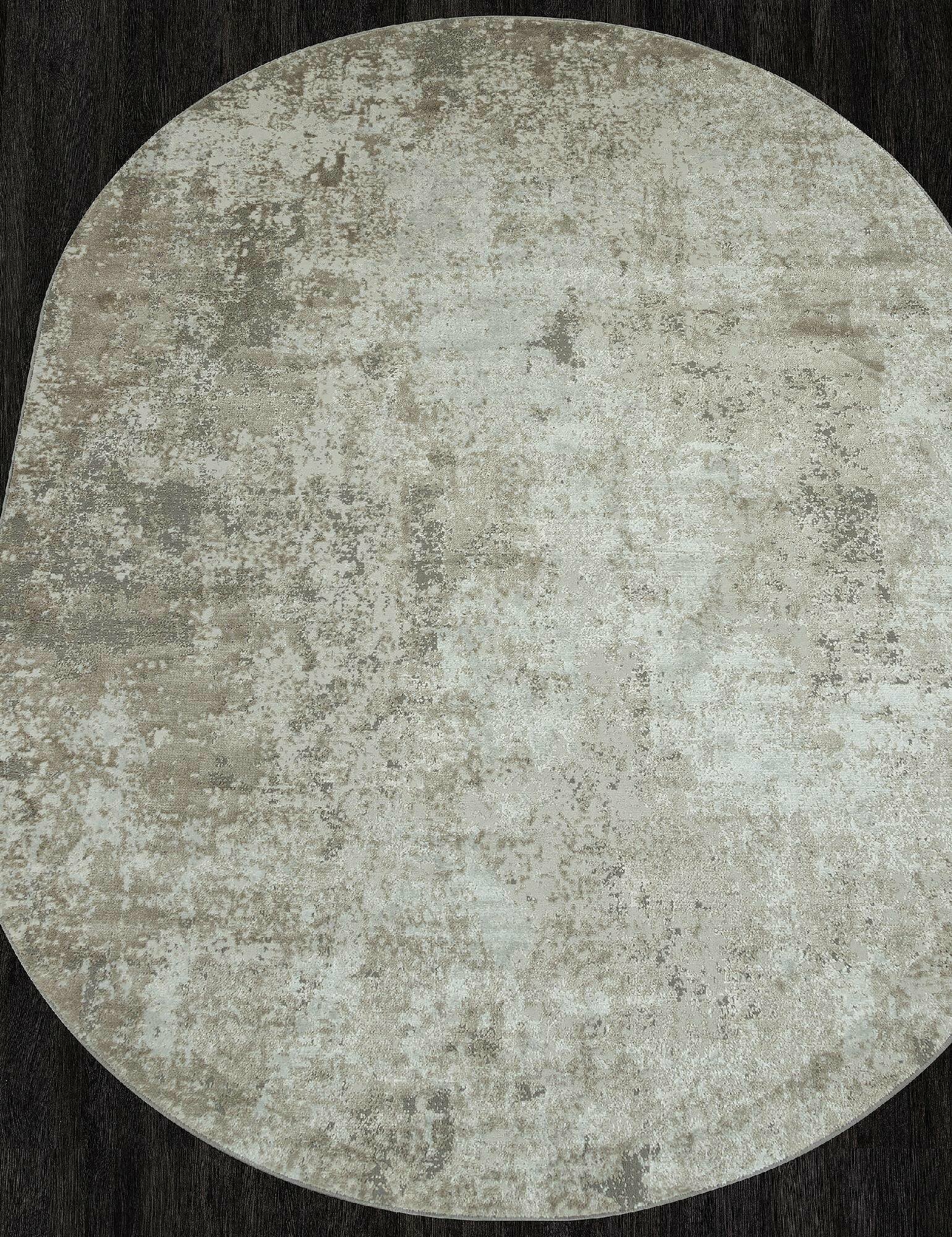 Ковер Овальный на пол в гостиную в спальню 80х150 см бежевый современный ворс 10 мм 308689 KoverVDom