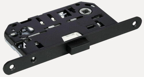 Изображение товара Защелка межкомнатная с замком, бесшумный замок поворотный врезной для двери с ответной планкой, защелка сантехническая многофункциональная Morelli IM L B черный