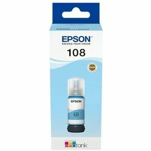 Epson Расходные материалы C13T09C54A Картридж 108 EcoTank Ink для L8050 L18050, Light Cyan 70ml epson c13t09c24a картридж 108 ecotank ink для epson l8050 l18050 cyan 70ml