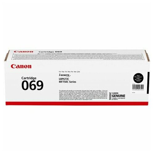 Canon Расходные материалы Cartridge 069BK 5094C002 Картридж для MF752Cdw MF754Cdw LBP673Cdw 1900 стр. чёрный canon картридж canon cartridge 069bk 5094c002 тонер картридж для mf752cdw mf754cdw lbp673cdw 1900 стр черный