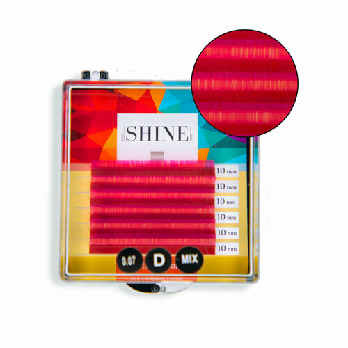 Ресницы Цветные elSHINE (Шайн) (ярко-розовые), 6 лент C 0.07 10 mm