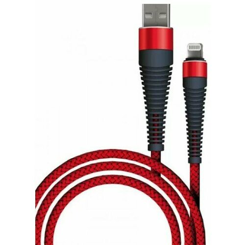 Кабель BoraSCO (50185) Fishbone Apple 8-pin 1 м, 3A, красный кабель borasco 50183 fishbone micro usb красный 1 м 3a