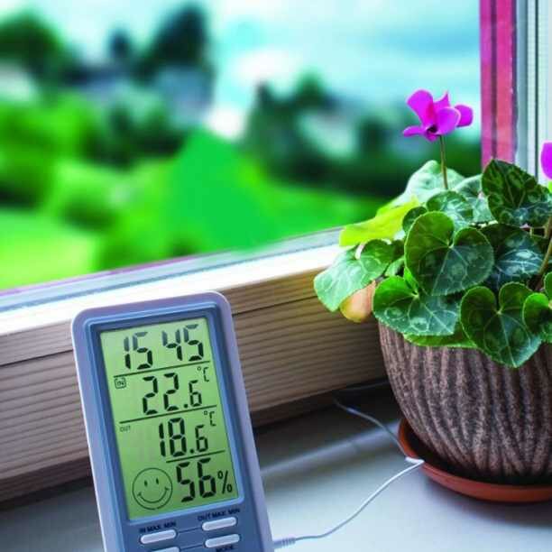 Термо-гигрометр цифровой GARDEN SHOW со встроенными часами и будильником - фотография № 3