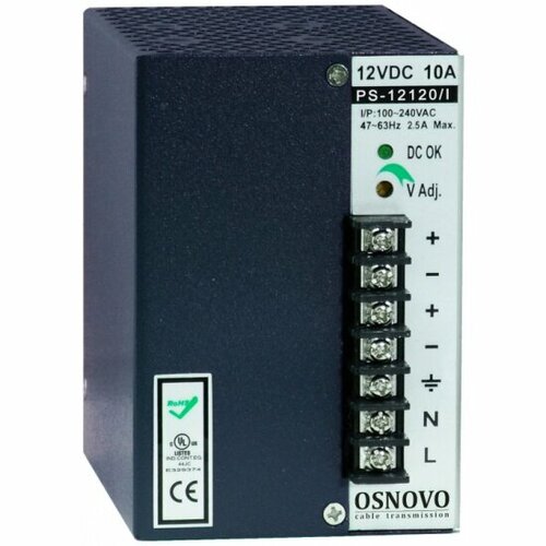 Промышленный блок питания. Osnovo DC12V, 10A (120W). PS-12120/I