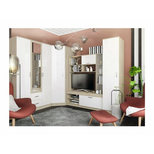 Модульная гостиная Софи композиция 3 Белый глянец Дуб Сонома 63006₽