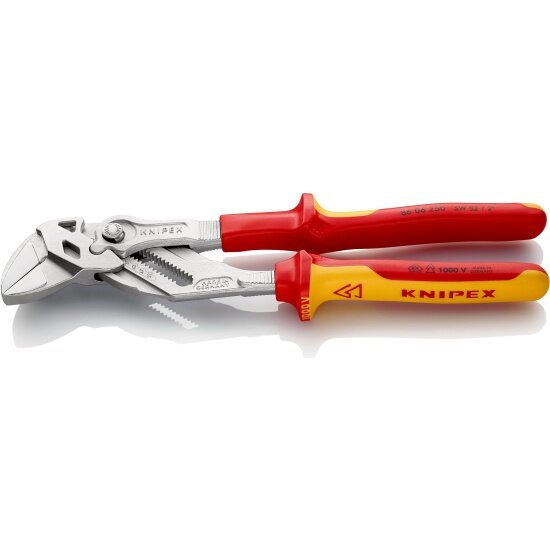 Клещи переставные - гаечный ключ Knipex KN-8606250SB, 52 мм (2"), 250 мм, VDE, хром, двухкомпонентные рукоятки