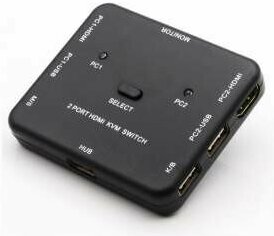 Orient переходник HS21, HDMI KVM переключатель на 2 устройства, порты HDM + 2xUSB клавиатура+мышь , поддержка 4K@30Hz, кнопка переключения на