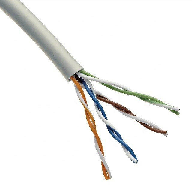 Кабель витая пара U/UTP 5e кат. 4 пары Rexant PVC, 4х2х0,52 мм, 24AWG, INDOOR, SOLID, серый, 305 м - фото №1