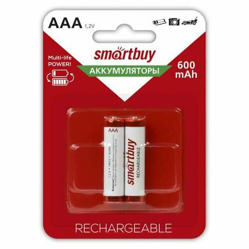 Аккумулятор Smartbuy AAA (R3) 600 mAh 2 шт аккумулятор smartbuy sbbr 2a02bl2500