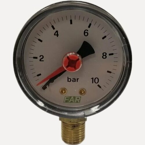 Изображение товара Манометр Far 1/4 (радиальное соед.) 50мм, 0-10 бар.