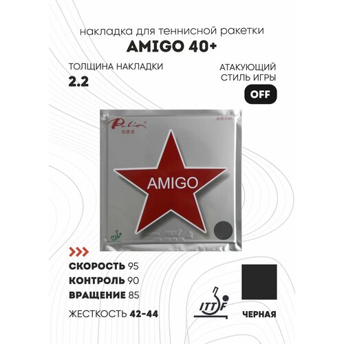 фото Накладка palio amigo 40+ (цвет черный, толщина 2.2, жесткость 42-44)