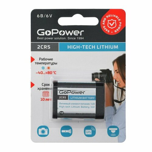 Батарейка GOPOWER 6203 2CR5 (6203) BL1 батарейка литиевая robiton lithium profi 2cr5 dl245 6v