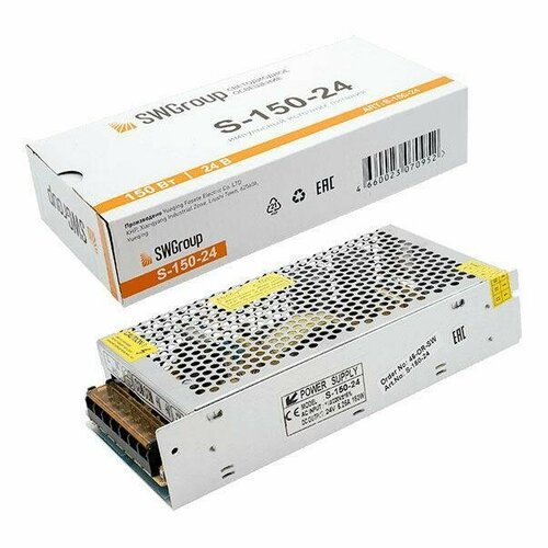 Блок питания SWG 24V 150W IP20 6,25A S-150-24 000108 блок питания ac dc 24v 150w 00 00000301 t 150 24 кожух